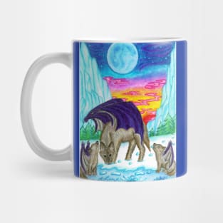 Wolf and cubs with wings Mug